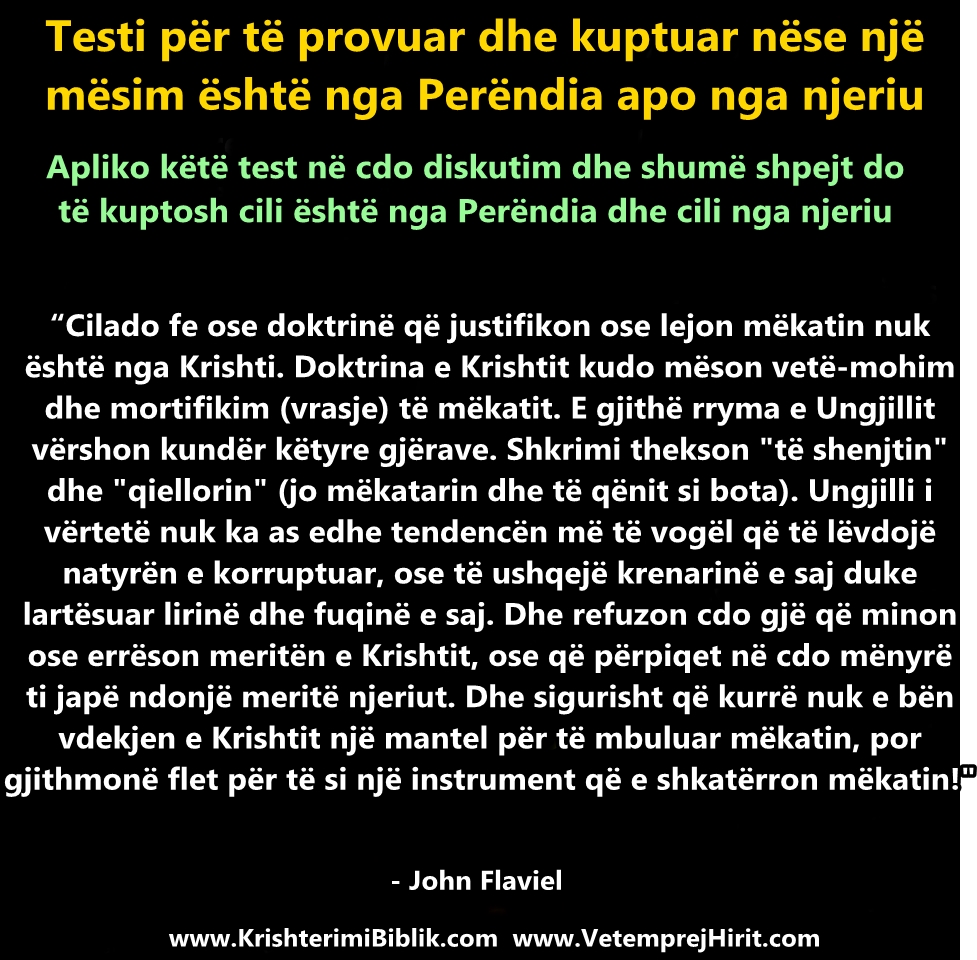 Testi nëse një mësim është nga Perëndia apo nga njeriu